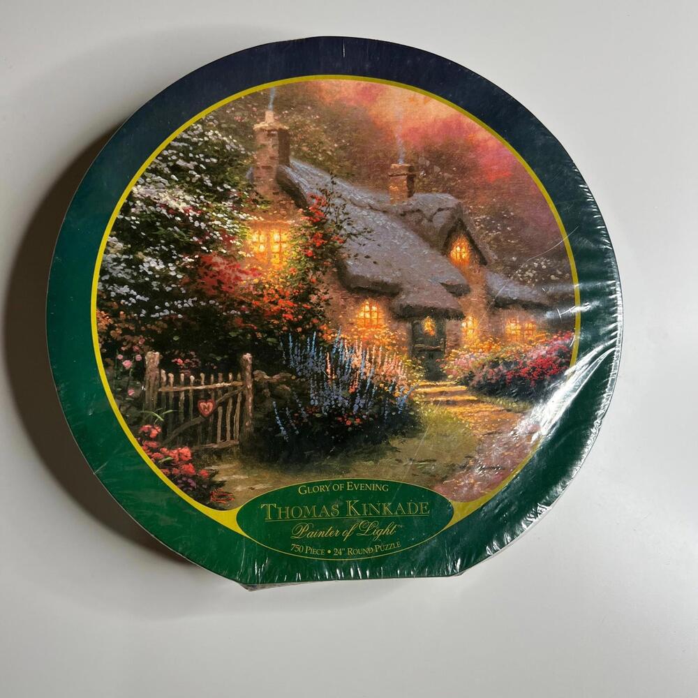 Thomas Kinkade Glory of Evening 750 Piece 24” Round Puzzle 1999 Ceaco NEW Sealed